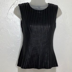 Bailey 44 Vegan leather stripes Peplum black sleeveless top size S EUC